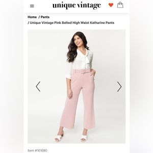 UNWORN! Unique vintage high waisted belted pink dress pants